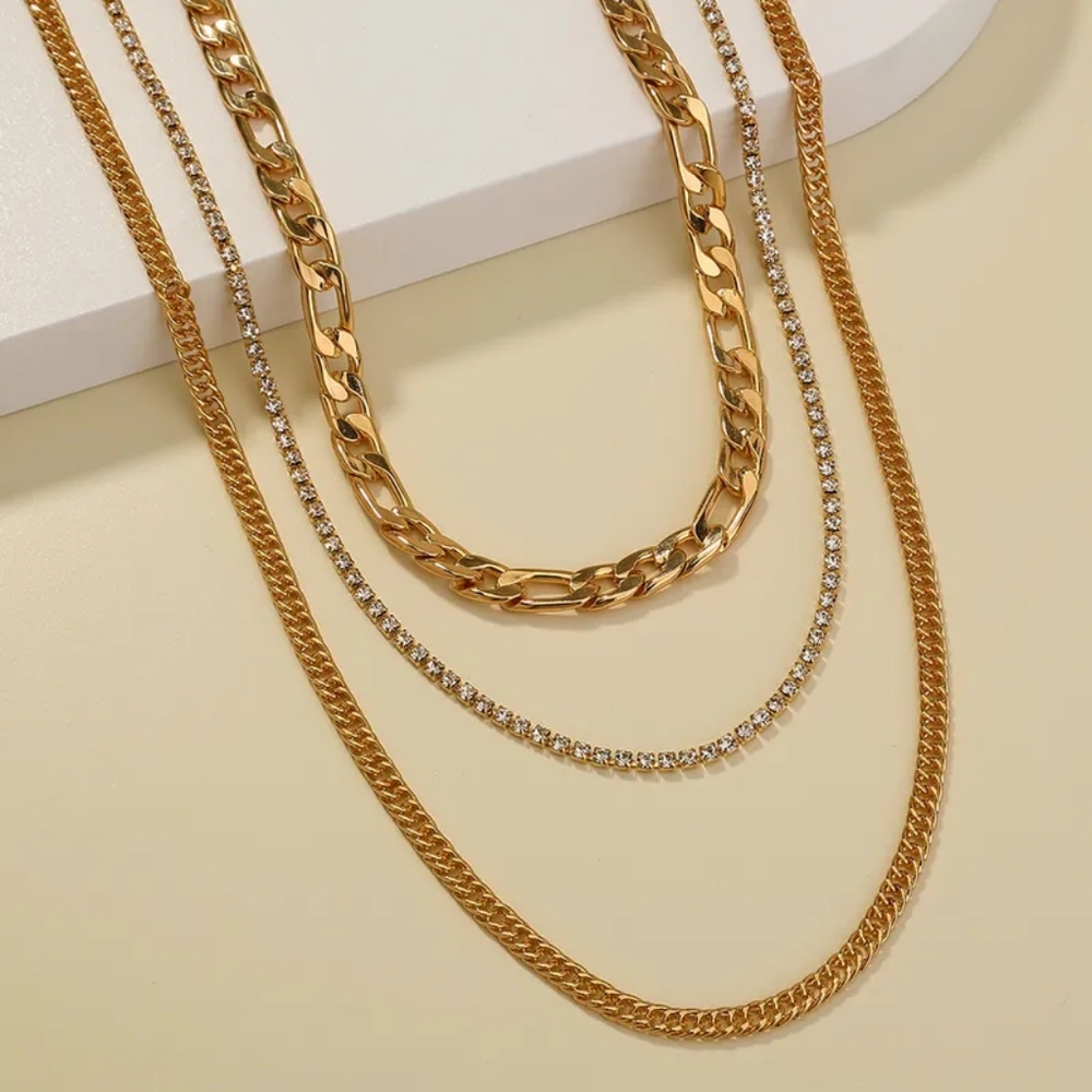 Multi-layer Metal diamond necklace